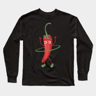 Chili Pepper with Hula Hoop Long Sleeve T-Shirt